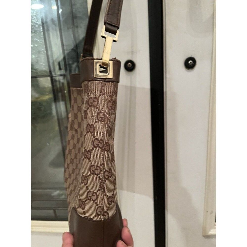 Auth Gucci Jackie GG Canvas Leather Beige Dark Brown One Shoulder Bag - Picture 2 of 10